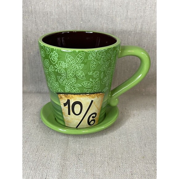 GREEN Disney Mad Hatter Mug Alice Wonderland Mad as a Hatter Tea Coffee Mug Cup - Picture 2 of 10
